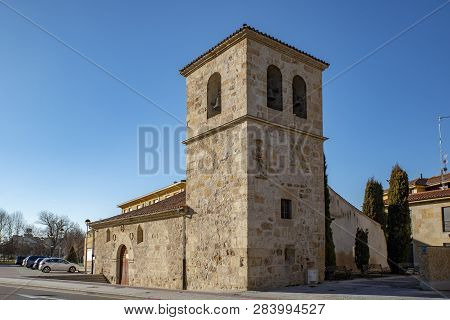 Salamanca, Spain; February 2019: View Of The Old Church Of Arrabal, On The Outskirts Of The Monument