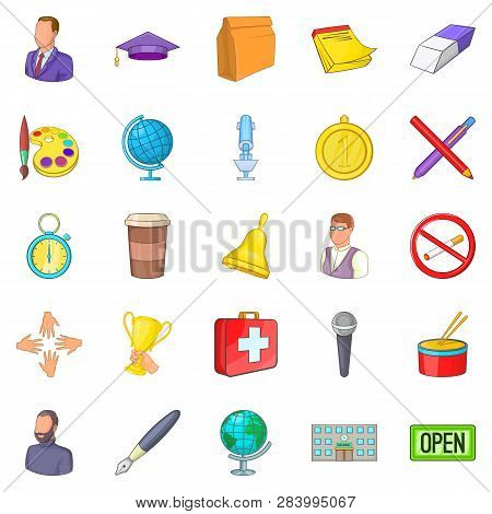 Classbook Icons Set. Cartoon Set Of 25 Classbook Icons For Web Isolated On White Background