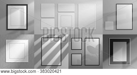 Realistic Frames. Interior Decorative Elements, 3d Mockups With Shadow Overlay Effect For Poster And