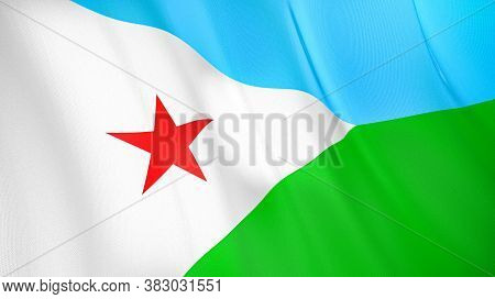 The Waving Flag Of Djibouti . High Quality 3d Illustration. Perfect For News, Reportage, Events.