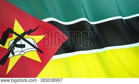 The Waving Flag Of Mozambique . High Quality 3d Illustration. Perfect For News, Reportage, Events.