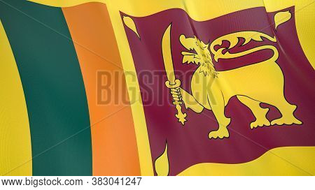 The Waving Flag Of Sri Lanka . High Quality 3d Illustration. Perfect For News, Reportage, Events.