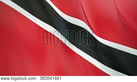 The Waving Flag Of Trinidad And Tobago . High Quality 3d Illustration. Perfect For News, Reportage, 