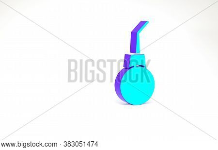 Turquoise Enema Pear Icon Isolated On White Background. Medical Rubber Pump. Minimalism Concept. 3d 