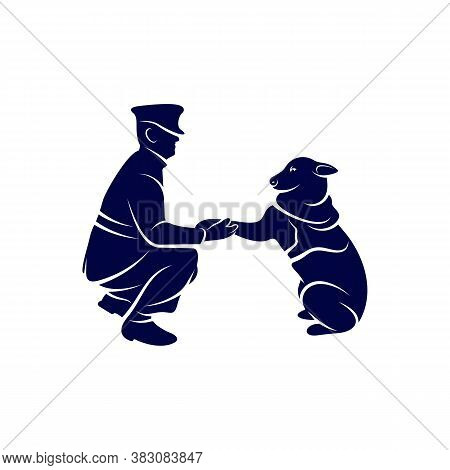 Sniffer Dog Logo Design Vector. Silhouette Of Sniffer Dog. Vector Illustration