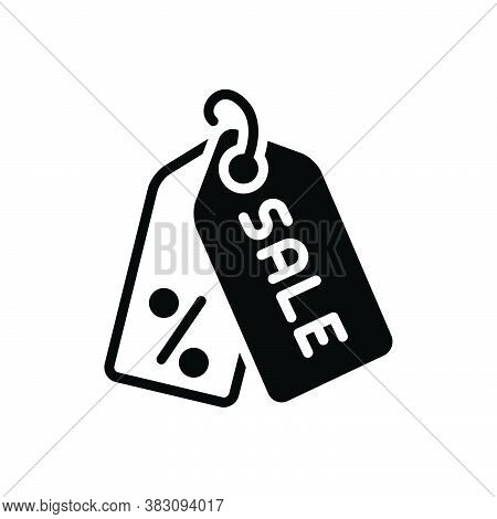 Black Solid Icon For Sales Business Purchase Trade Purchasing Deal Reduction Label Tag  Sticker Card