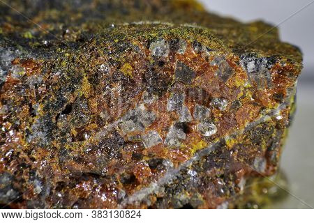 Close Up On A Colored Realgar Mineral Stone