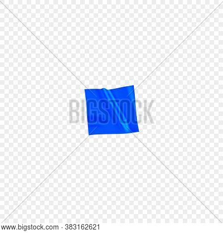 Blue Duct Repair Tape Isolated On Transparent Background. Realistic Blue Adhesive Tape Piece For Fix