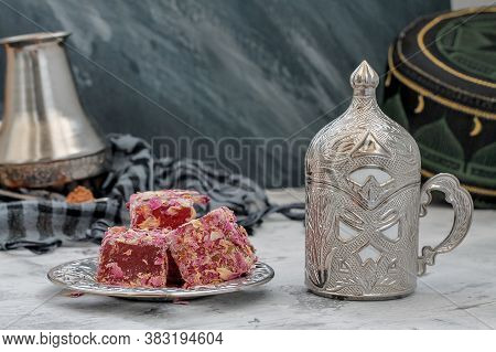 Oriental Sweets Turkish Delight And Carved Cup