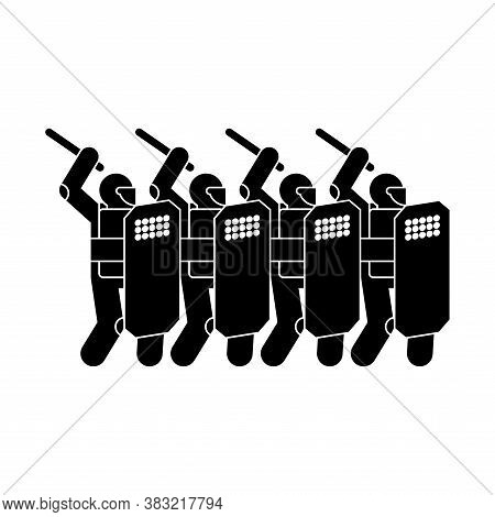 Riot Police And Protesters. Sign Street Protests. Preventing Overthrow Of State Power. Demonstration