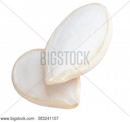 Pumpkin Seeds Isolated On White Background. Macro