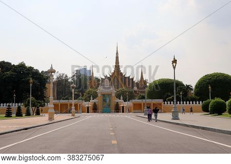 Phnom Penh, Cambodia, Feb 4, 2019 : Front Area Of The Royal Palace, Preah Barum Reachea Veang Nei Pr