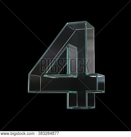 Glass Font 3d Rendering, Number 4, Three Dimensional Object