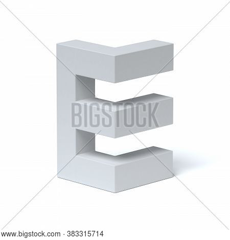 Isometric Font 3d Rendering Letter E, Three Dimensional Object