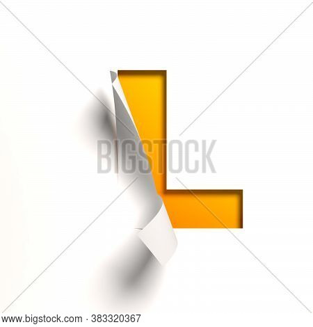 Curl Paper Font Letter L, Three Dimensional Object