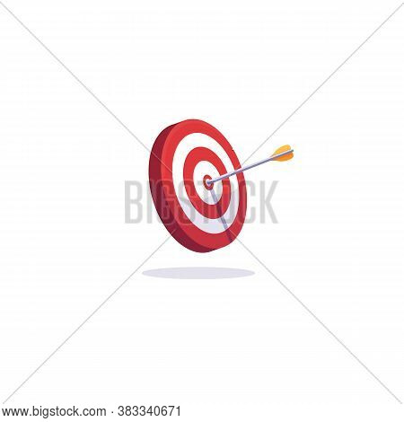 Archery Target And Arrows. Goal Achievement And Accuracy Concept. Arrow Target Illustration. White B