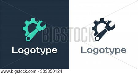 Logotype Wrench Spanner And Gear Icon Isolated On White Background. Adjusting, Service, Setting, Mai