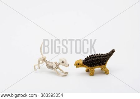 Skeleton Dog And Ankylosaurus, Happy Friend Relationship