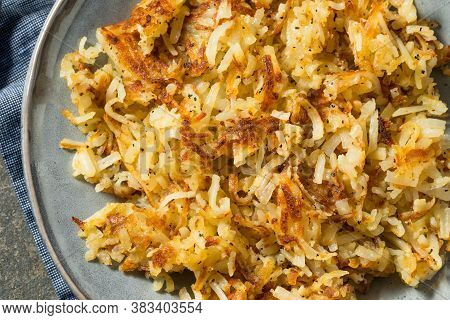 Homemade Fried Shredded Hashbrowns And Eggs