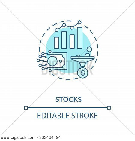Stocks Concept Icon. Business Investment, Broker Occupation Idea Thin Line Illustration. Buying Shar