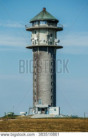 Feldberg, Germany - August 2020: High Feldberg Tower With The Traditional Bacon Museum In The Black 