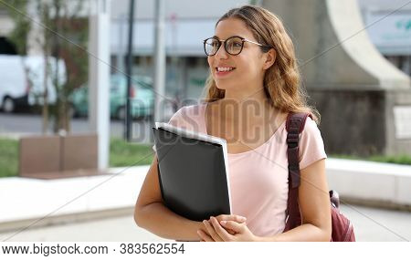 Happy Beautiful Student Goes Back To School