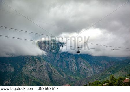 The Cable Car Under Abstract Sky Background