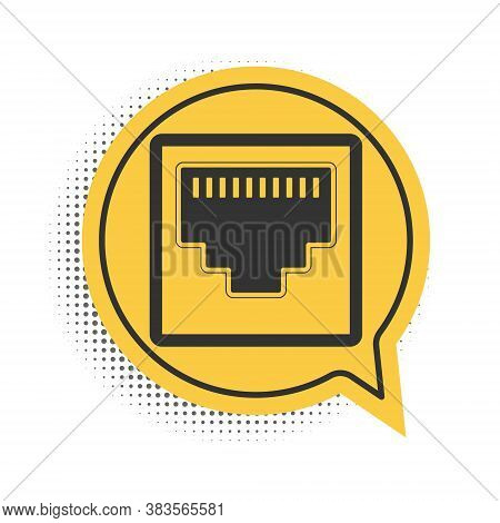 Black Network Port - Cable Socket Icon Isolated On White Background. Lan Port Icon. Ethernet Simple 