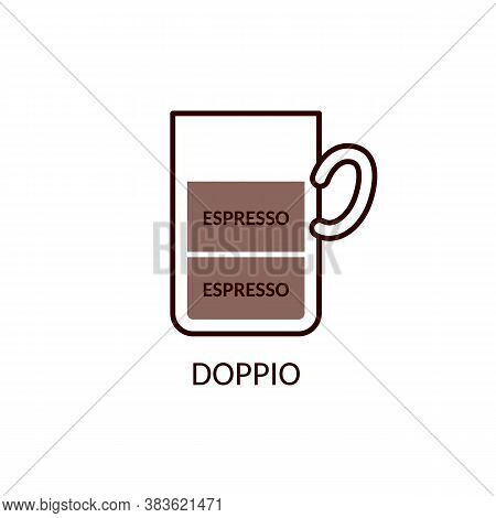 Doppio Double Espresso Coffee Drink Icon Cartoon Vector Illustration Isolated.