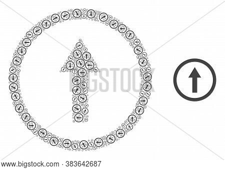 Vector Rounded Arrow Up Composition Is Made Of Scattered Recursive Rounded Arrow Up Elements. Recurs