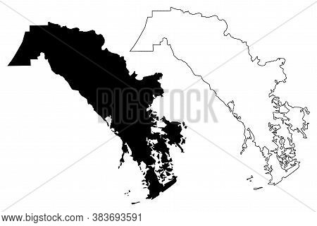 Lafourche County, Louisiana (u.s. County, United States Of America, Usa, U.s., Us) Map Vector Illust