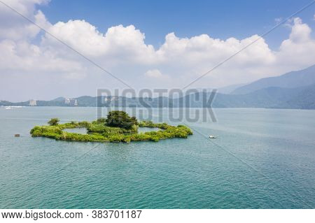 aerial view of a small island named 