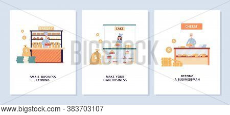 Set Of Banners For Small Business And Sole Proprietor Flat Vector Illustration.