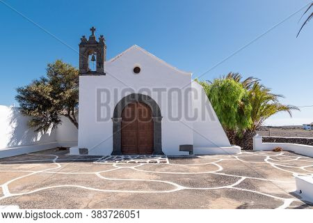 Photograph Of A Small Church On The Island Of Lanzarote, Isalas Canarias, Spain