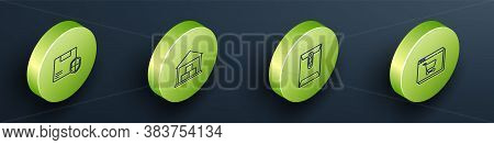 Set Isometric Delivery Security With Shield, Warehouse, Envelope And Online Shopping On Screen Icon.
