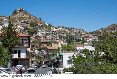 Palaichori, Cyprus, August 23, 2020: Mountain Village Of Palaichori At Troodos Mountains In Cyprus. 