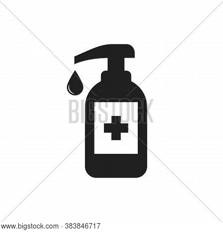 Bottle For Hand Sanitize With Antibacterial Gel Vector Icon. Alcohol Or Antiseptic Soap Cleanser Wit