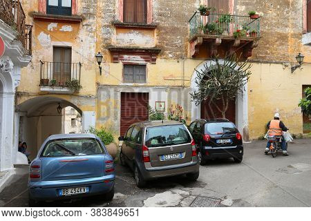 Grottaglie, Italy - June 3, 2017: Old Town Street View In Grottaglie, Italy. Grottaglie Is An Import