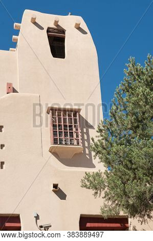 Example Of Spanish Style Adobe Architecture Of New Mexico Usa