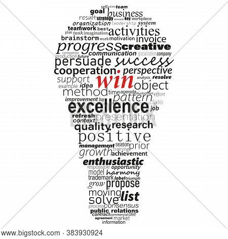 Win Business Concept Made With Words Drawing A Light Bulb. Easy Color Change By Selecting Same Fill 