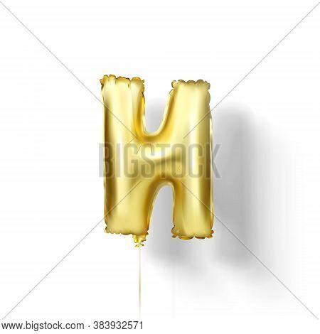 Golden Balloons Letters From Foil. Vector Elements