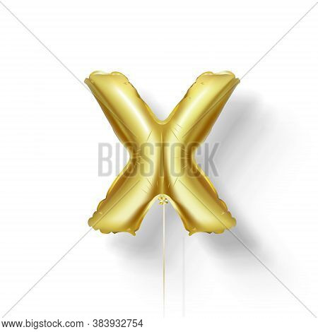 Golden Balloons Letters From Foil. Vector Elements