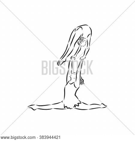 Acrobatic, Balance, Performance, Cooperation Concept. Hand Drawn Acrobats Performing On Scene Concep