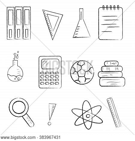 Set Of School Icons, Back To School Button