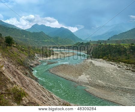 Mountain Alaknanda River In The Himalayas