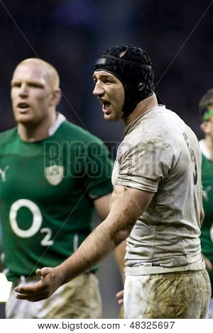 TWICKENHAM LONDÝN, 27/02/2010. Anglie týmu kapitán Steve Borthwick během RBS 6 Nations rugby 