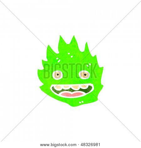 retro cartoon little green flame