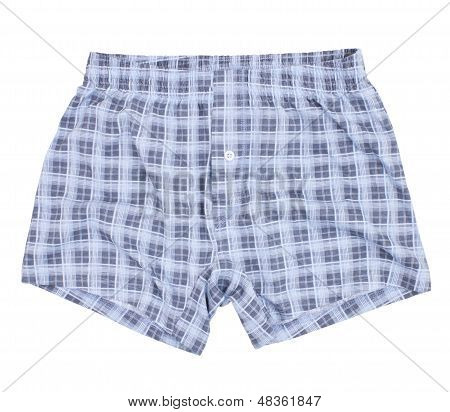 Checkered boxer shorts.