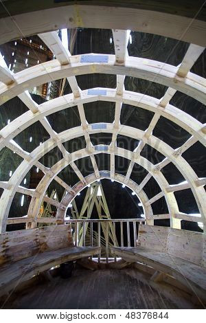 Underground Wood Structure In Turda Salt Mine