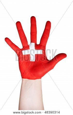 Hand symbolisiert Schweiz